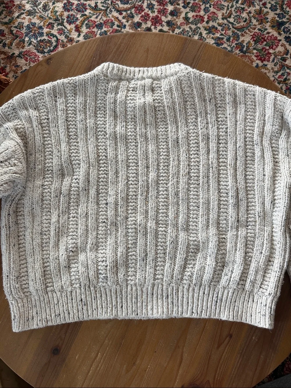 aerie Cream/Textured Cable Crew Sweater